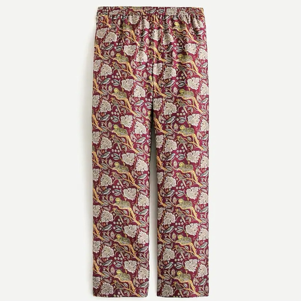 Pull-on silk-twill pant in jungle cat print - Picture 3 of 11